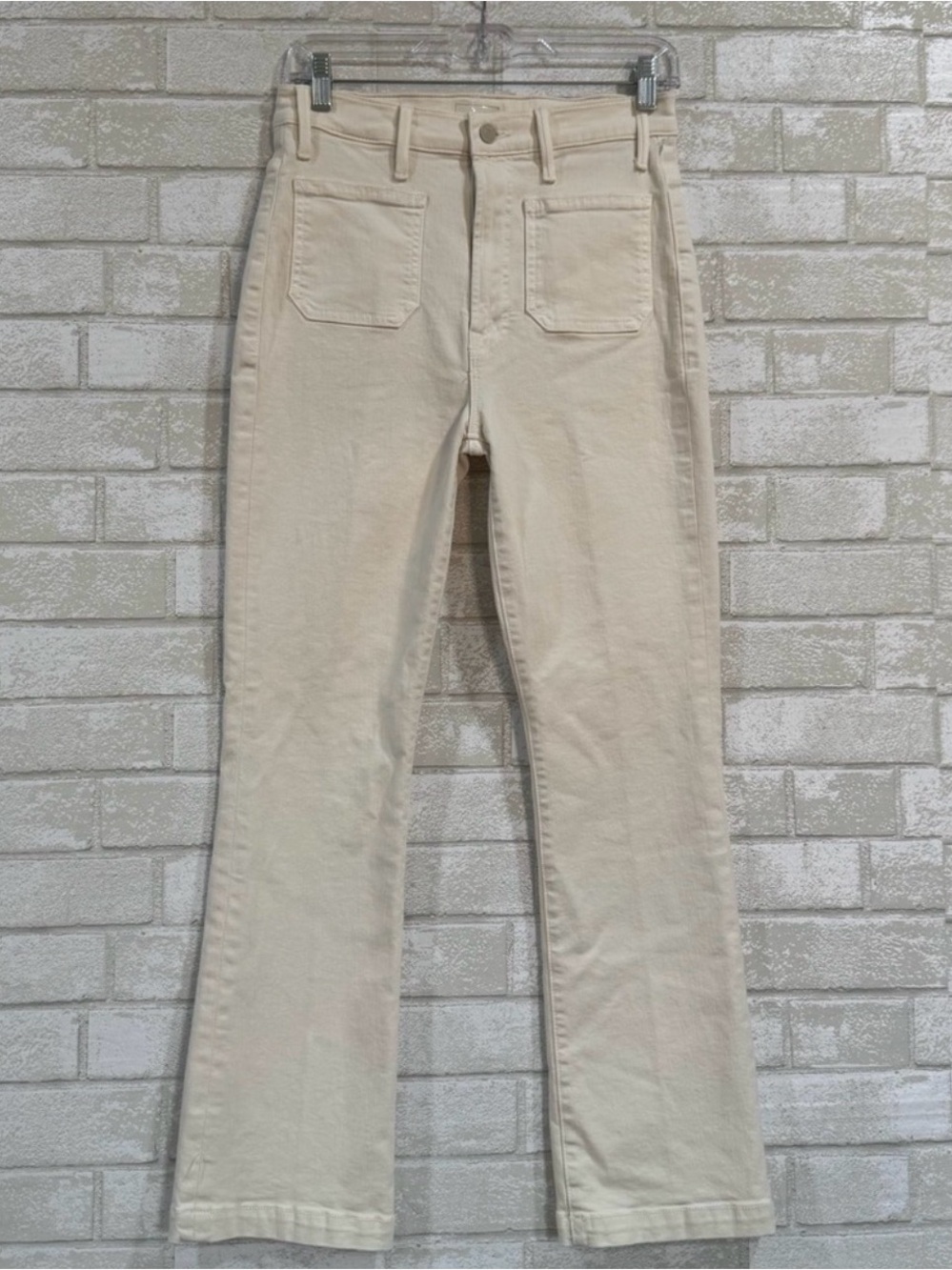 Mother The Hustler Patch Pocket Flood Jeans - Cream Puffs - Sz - 28